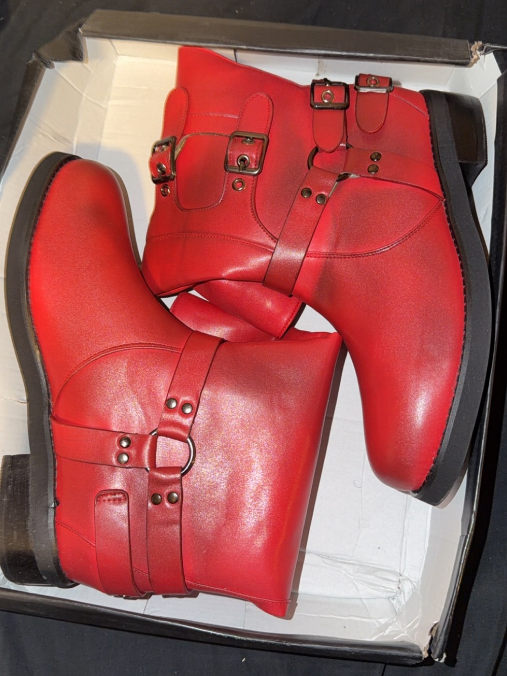 FSJ red leather mid-calf boots Size 11 Women Brand new